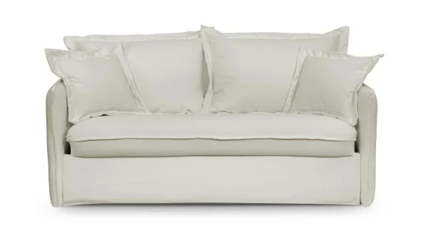 Canapé Convertible Déhoussable En Coton Blanc Crème ALDO 1