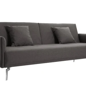 Canapé Convertible Design 3 Places En Tissu Gris Et Acier Chromé ELIN 11