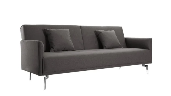 Canapé Convertible Design 3 Places En Tissu Gris Et Acier Chromé ELIN vente chaude 3