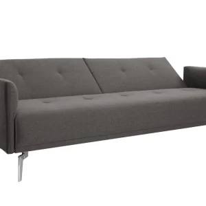 Canapé Convertible Design 3 Places En Tissu Gris Et Acier Chromé ELIN vente chaude 13