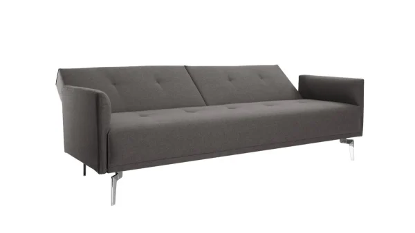 Canapé Convertible Design 3 Places En Tissu Gris Et Acier Chromé ELIN soldes ligne 4