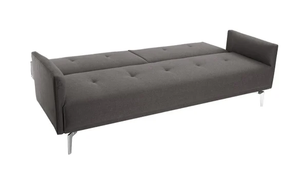 Canapé Convertible Design 3 Places En Tissu Gris Et Acier Chromé ELIN vente chaude 5