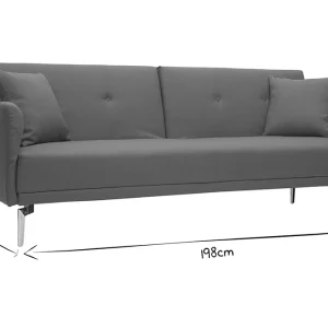 Canapé Convertible Design 3 Places En Tissu Gris Et Acier Chromé ELIN soldes ligne 19