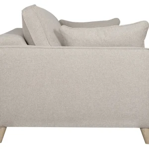 Canapé Convertible Scandinave 3 Places En Tissu Beige Et Bois Clair Avec Matelas 10 Cm PAPEL 18