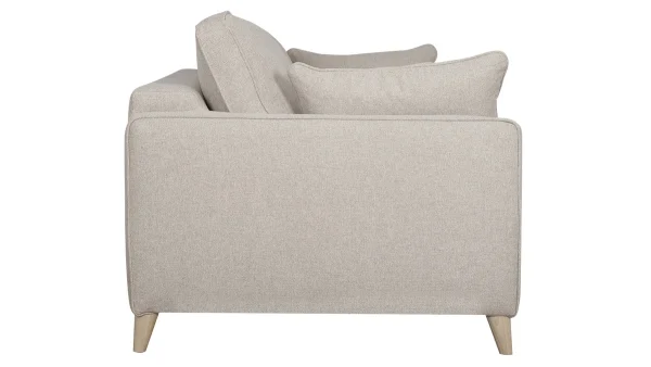 Canapé Convertible Scandinave 3 Places En Tissu Beige Et Bois Clair Avec Matelas 10 Cm PAPEL 5