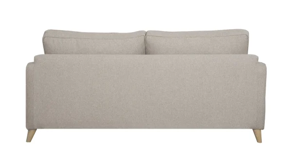 Canapé Convertible Scandinave 3 Places En Tissu Beige Et Bois Clair Avec Matelas 10 Cm PAPEL 6