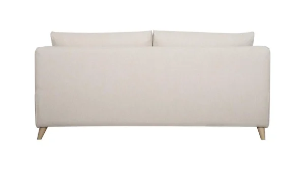 mode Canapé Convertible Scandinave 3 Places En Tissu Beige Et Bois Clair Avec Matelas 10 Cm VENDOME 6