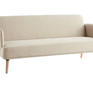 Canapé Convertible Scandinave 3 Places En Tissu Beige Et Bois Clair JAGGER Paris 12