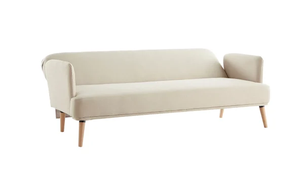 Canapé Convertible Scandinave 3 Places En Tissu Beige Et Bois Clair JAGGER Paris 4