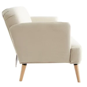 Canapé Convertible Scandinave 3 Places En Tissu Beige Et Bois Clair JAGGER 18