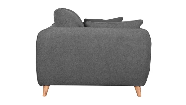 magasin solde Canapé Convertible Scandinave 3 Places En Tissu Gris Anthracite Et Bois Clair Avec Matelas 10 Cm CREEP 5