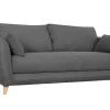 Canapé Convertible Scandinave 3 Places En Tissu Gris Anthracite Et Bois Clair Avec Matelas 10 Cm CREEP 25