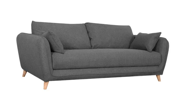 Canapé Convertible Scandinave 3 Places En Tissu Gris Anthracite Et Bois Clair Avec Matelas 10 Cm CREEP Service Clients Dédié 1