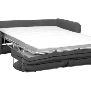 magasin solde Canapé Convertible Scandinave 3 Places En Tissu Gris Anthracite Et Bois Clair Avec Matelas 10 Cm CREEP 14