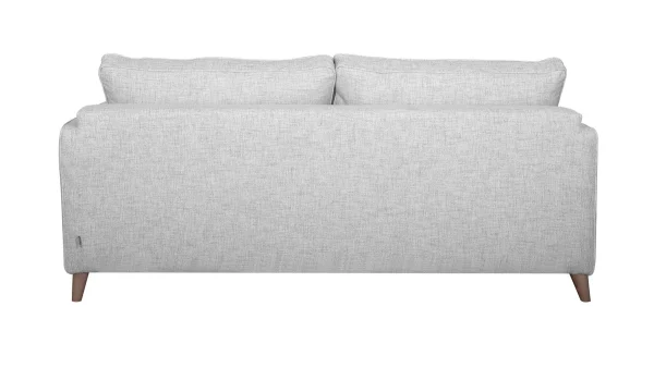 Canapé Convertible Scandinave 3 Places En Tissu Gris Clair Et Bois Clair Avec Matelas 10 Cm PAPEL 6