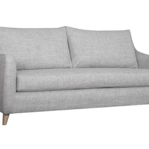 Canapé Convertible Scandinave 3 Places En Tissu Gris Clair Et Bois Clair Avec Matelas 10 Cm VENDOME 12