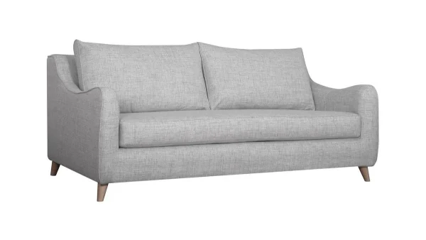 Canapé Convertible Scandinave 3 Places En Tissu Gris Clair Et Bois Clair Avec Matelas 10 Cm VENDOME 3