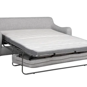 Canapé Convertible Scandinave 3 Places En Tissu Gris Clair Et Bois Clair Avec Matelas 10 Cm VENDOME 14