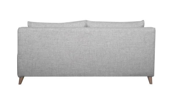 Canapé Convertible Scandinave 3 Places En Tissu Gris Clair Et Bois Clair Avec Matelas 10 Cm VENDOME 6