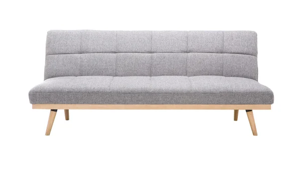 Canapé Convertible Scandinave 3 Places En Tissu Gris Clair Et Bois Clair SIKKO prix abordable 1