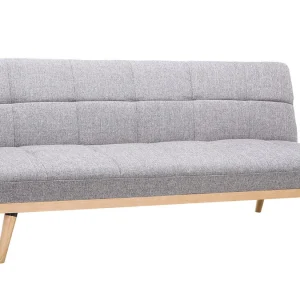 Canapé Convertible Scandinave 3 Places En Tissu Gris Clair Et Bois Clair SIKKO 10