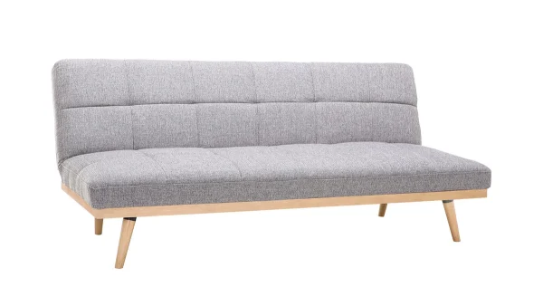 Canapé Convertible Scandinave 3 Places En Tissu Gris Clair Et Bois Clair SIKKO prix abordable 3