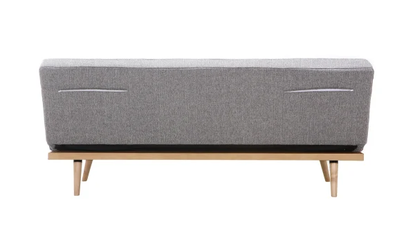 Canapé Convertible Scandinave 3 Places En Tissu Gris Clair Et Bois Clair SIKKO 4