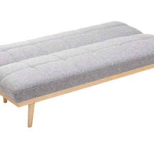 Canapé Convertible Scandinave 3 Places En Tissu Gris Clair Et Bois Clair SIKKO 14