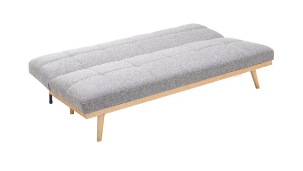 Canapé Convertible Scandinave 3 Places En Tissu Gris Clair Et Bois Clair SIKKO 5