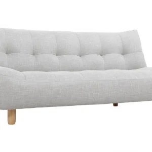 Canapé Convertible Scandinave 3 Places En Tissu Gris Clair Et Bois Clair YUMI 13