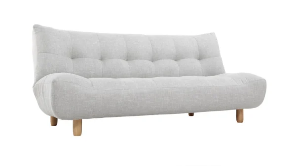 Canapé Convertible Scandinave 3 Places En Tissu Gris Clair Et Bois Clair YUMI 3