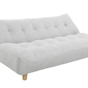 Canapé Convertible Scandinave 3 Places En Tissu Gris Clair Et Bois Clair YUMI 15