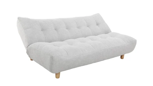 Canapé Convertible Scandinave 3 Places En Tissu Gris Clair Et Bois Clair YUMI 4