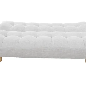 Canapé Convertible Scandinave 3 Places En Tissu Gris Clair Et Bois Clair YUMI 17