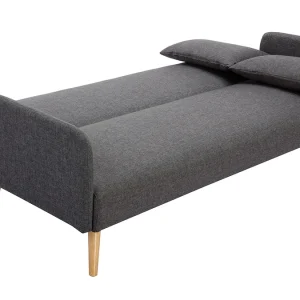 Canapé Convertible Scandinave 3 Places En Tissu Gris Foncé Et Bois Clair LULA acheter en ligne 16