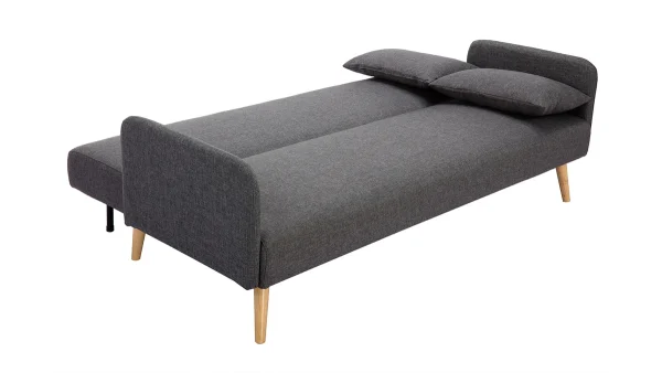 Canapé Convertible Scandinave 3 Places En Tissu Gris Foncé Et Bois Clair LULA acheter en ligne 5