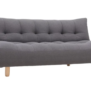 Canapé Convertible Scandinave 3 Places En Tissu Gris Foncé Et Bois Clair YUMI 11