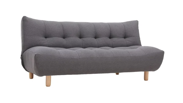 Canapé Convertible Scandinave 3 Places En Tissu Gris Foncé Et Bois Clair YUMI 3