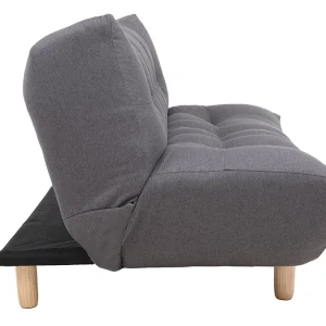 Canapé Convertible Scandinave 3 Places En Tissu Gris Foncé Et Bois Clair YUMI 13