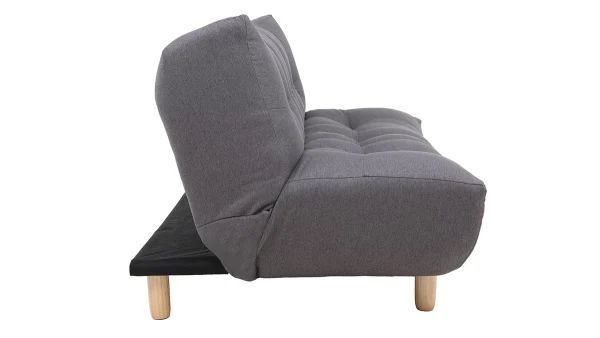 Canapé Convertible Scandinave 3 Places En Tissu Gris Foncé Et Bois Clair YUMI 4