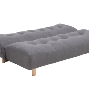 Canapé Convertible Scandinave 3 Places En Tissu Gris Foncé Et Bois Clair YUMI 17