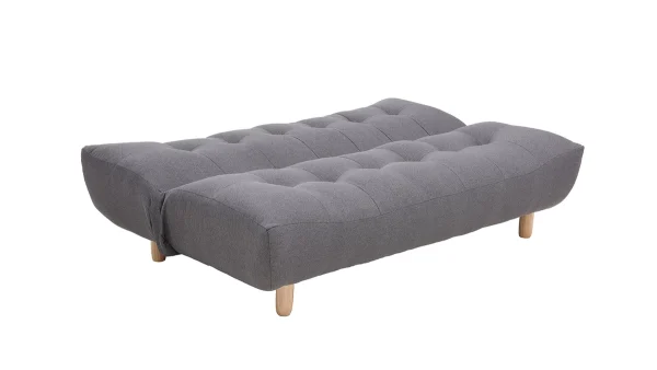 excellent qulity Canapé Convertible Scandinave 3 Places En Tissu Gris Foncé Et Bois Clair YUMI 6