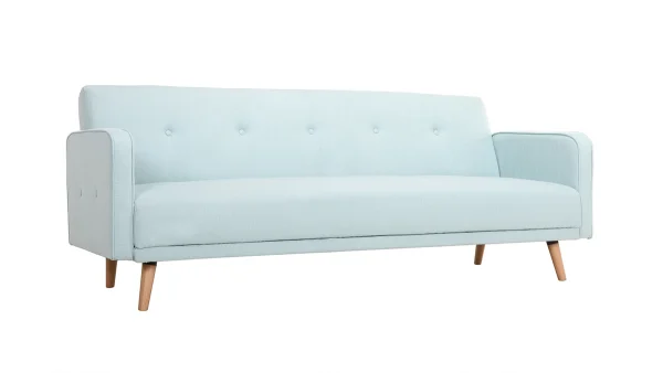 Canapé Convertible Scandinave 3 Places En Tissu Menthe à L’eau Et Bois Clair ULLA 3