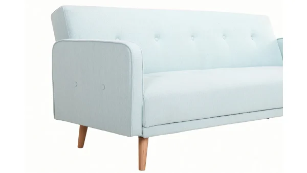 Canapé Convertible Scandinave 3 Places En Tissu Menthe à L’eau Et Bois Clair ULLA 6