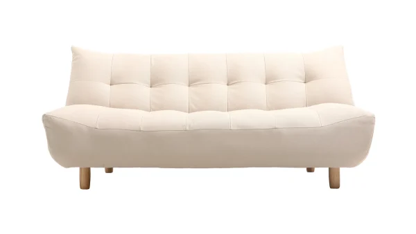 Satisfait ou Remboursé Canapé Convertible Scandinave 3 Places En Tissu Naturel Et Bois Clair YUMI 1