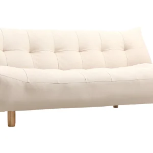 Canapé Convertible Scandinave 3 Places En Tissu Naturel Et Bois Clair YUMI 13