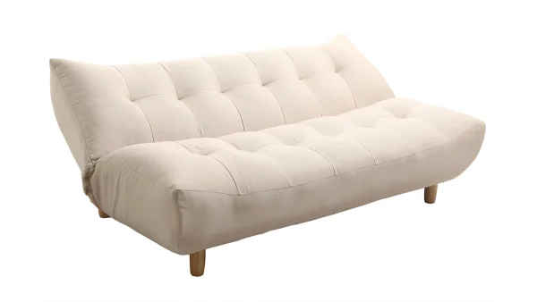 Satisfait ou Remboursé Canapé Convertible Scandinave 3 Places En Tissu Naturel Et Bois Clair YUMI 5