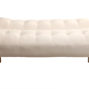 Canapé Convertible Scandinave 3 Places En Tissu Naturel Et Bois Clair YUMI 19