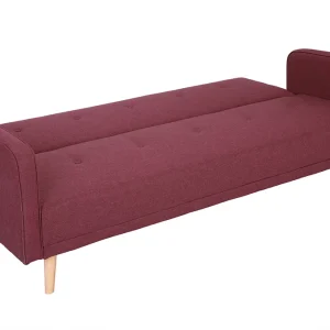 Canapé Convertible Scandinave 3 Places En Tissu Prune Et Bois Clair ULLA france en ligne 19