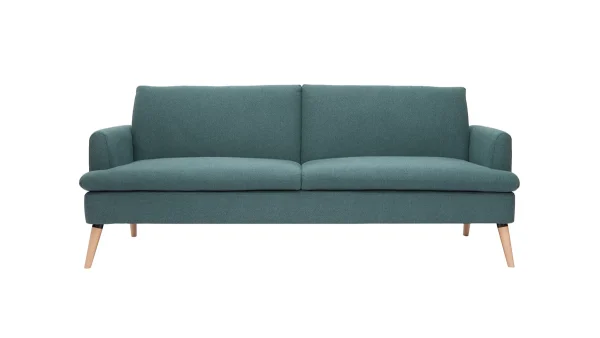 prix le plus bas Canapé Convertible Scandinave 3 Places En Tissu Vert Et Bois Clair STEWART 1